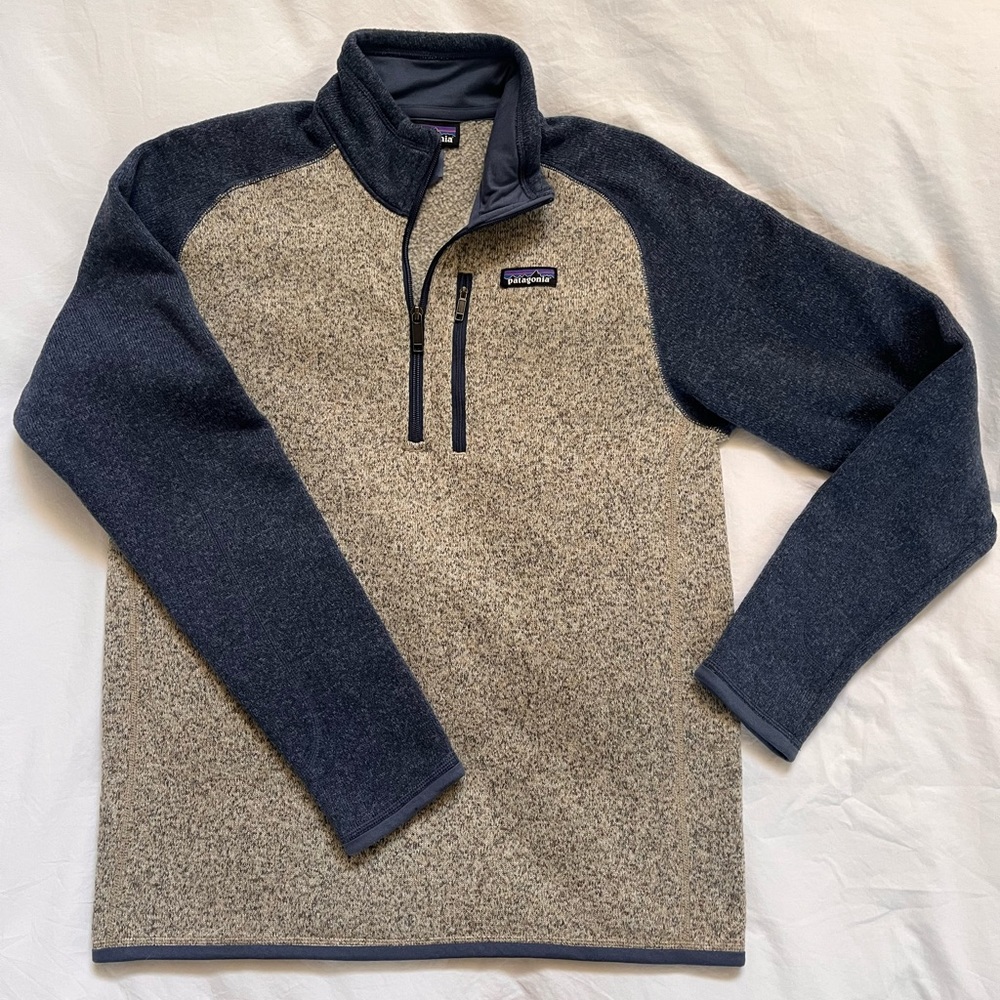 Patagonia Men’s Better Sweater 1/4 Zip Fleece Pullover Jacket Oar Tan